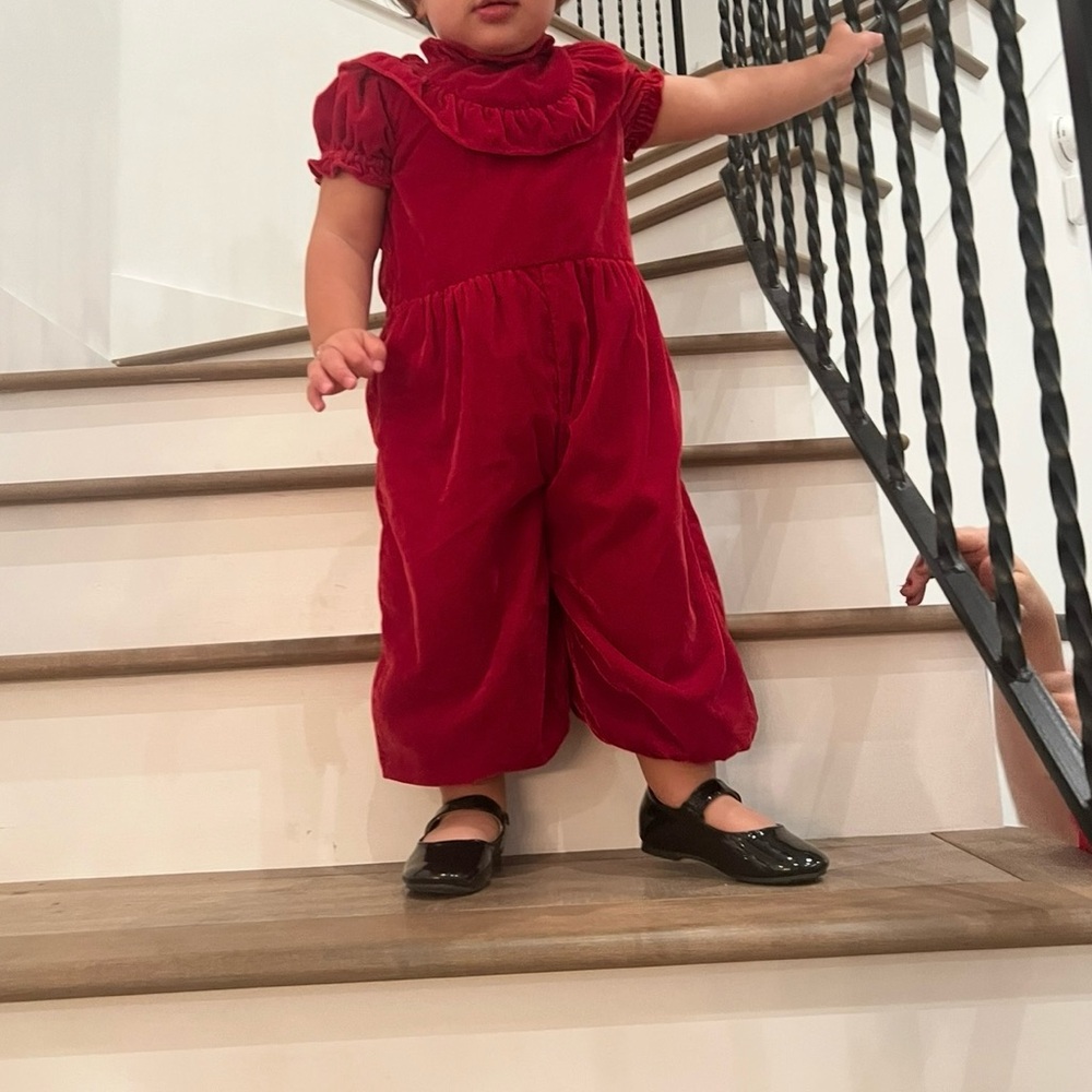 Janie and Jack Red Velvet Jumpsuit